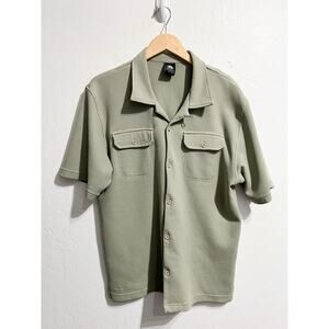 ACG NIke Button Down Shirt Mens Large Dri Fit Sage Green Short Sleeve Collar